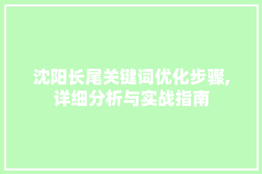 沈阳长尾关键词优化步骤,详细分析与实战指南 农业常识