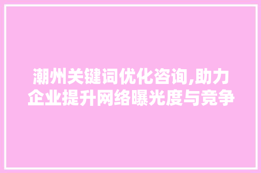 潮州关键词优化咨询,助力企业提升网络曝光度与竞争力