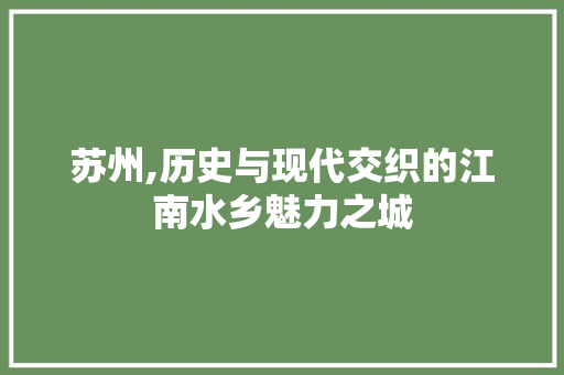 苏州,历史与现代交织的江南水乡魅力之城
