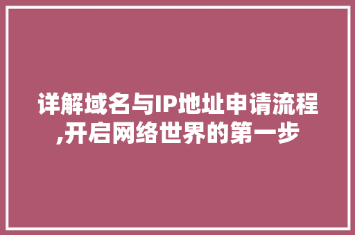详解域名与IP地址申请流程,开启网络世界的第一步