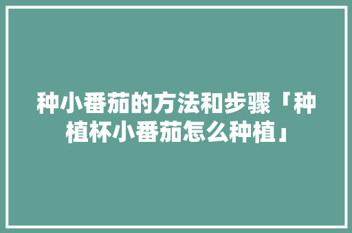 种小番茄的方法和步骤「种植杯小番茄怎么种植」 种小番茄的方法和步骤「种植杯小番茄怎么种植」 花朵知识