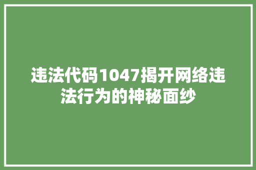 违法代码1047揭开网络违法行为的神秘面纱