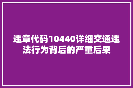 违章代码10440详细交通违法行为背后的严重后果
