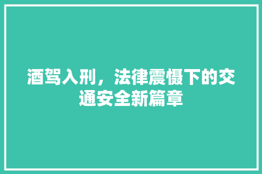 酒驾入刑，法律震慑下的交通安全新篇章 植物种类
