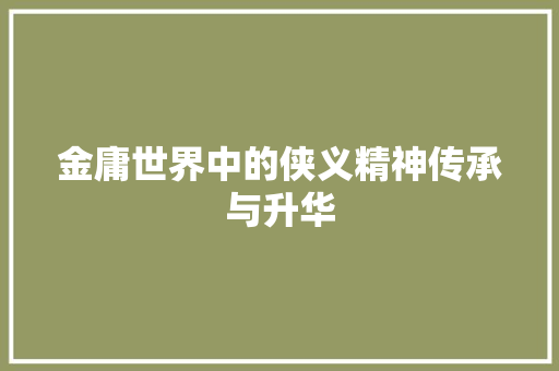 金庸世界中的侠义精神传承与升华
