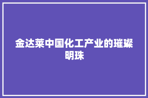 金达莱中国化工产业的璀璨明珠