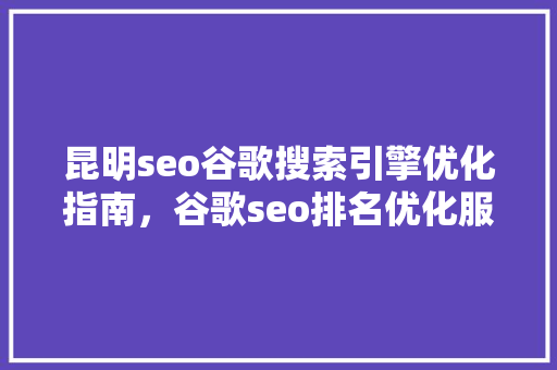 昆明seo谷歌搜索引擎优化指南，谷歌seo排名优化服务
