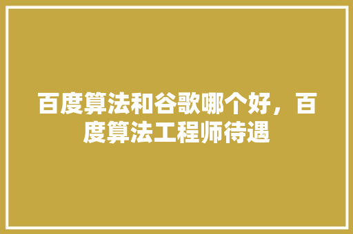 百度算法和谷歌哪个好，百度算法工程师待遇