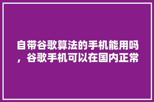 自带谷歌算法的手机能用吗，谷歌手机可以在国内正常使用吗 农业常识