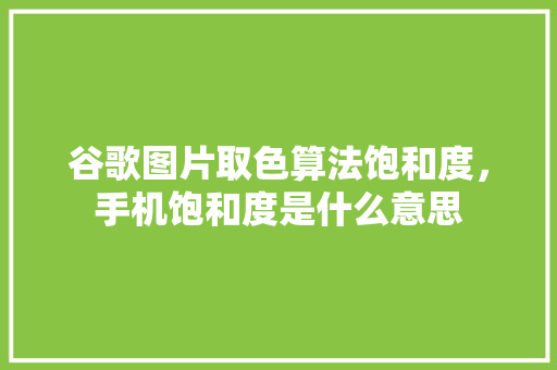 谷歌图片取色算法饱和度，手机饱和度是什么意思