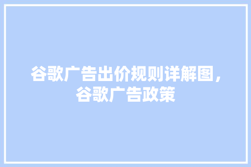谷歌广告出价规则详解图，谷歌广告政策 花朵知识