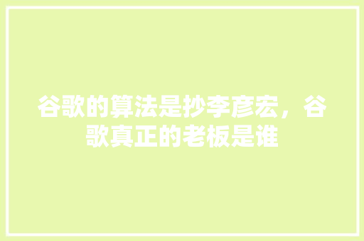 谷歌的算法是抄李彦宏，谷歌真正的老板是谁