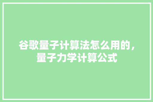 谷歌量子计算法怎么用的，量子力学计算公式
