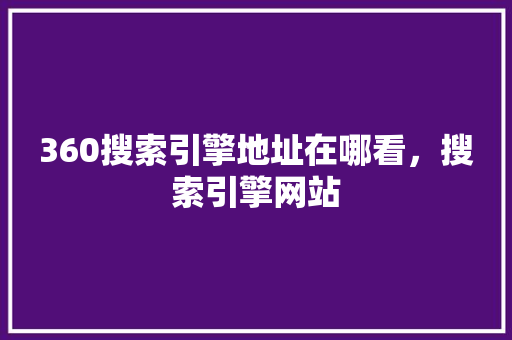 360搜索引擎地址在哪看，搜索引擎网站