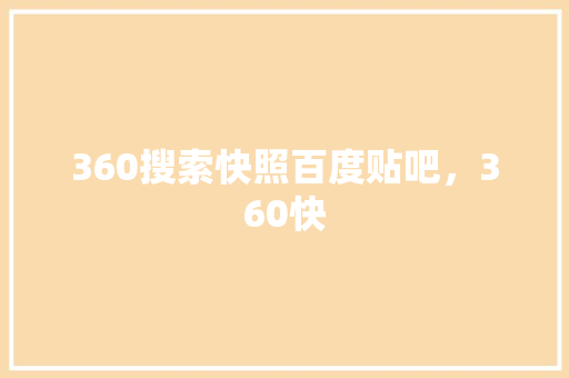 360搜索快照百度贴吧，360快