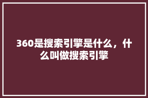 360是搜索引擎是什么，什么叫做搜索引擎