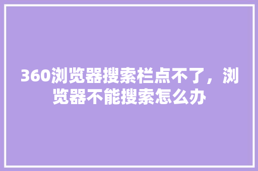 360浏览器搜索栏点不了，浏览器不能搜索怎么办
