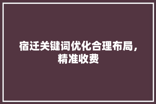 宿迁关键词优化合理布局，精准收费