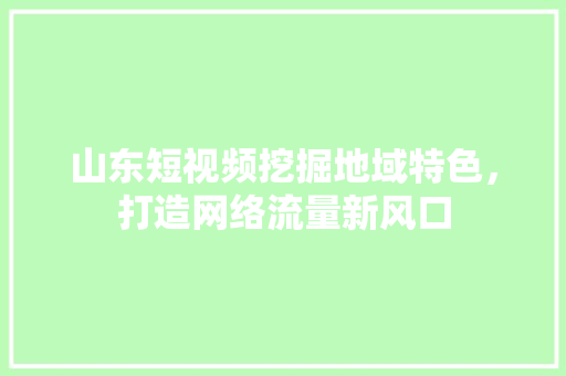 山东短视频挖掘地域特色，打造网络流量新风口