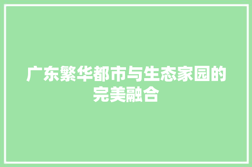 广东繁华都市与生态家园的完美融合