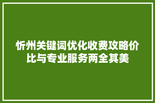 忻州关键词优化收费攻略价比与专业服务两全其美