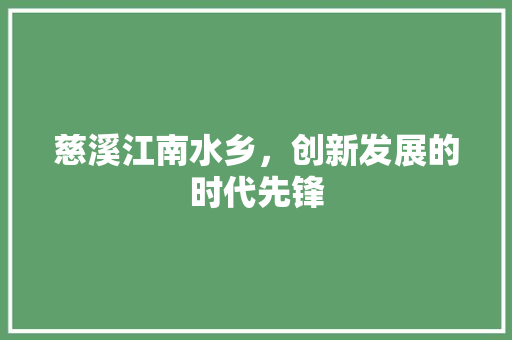 慈溪江南水乡，创新发展的时代先锋