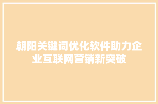朝阳关键词优化软件助力企业互联网营销新突破