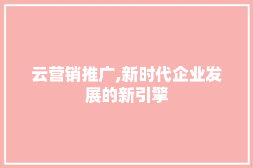 云营销推广,新时代企业发展的新引擎