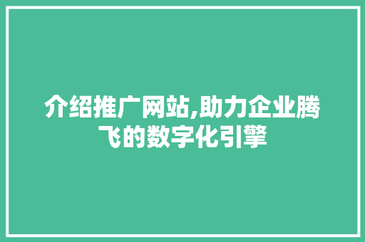介绍推广网站,助力企业腾飞的数字化引擎