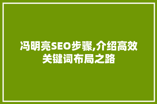 冯明亮SEO步骤,介绍高效关键词布局之路 种植技巧