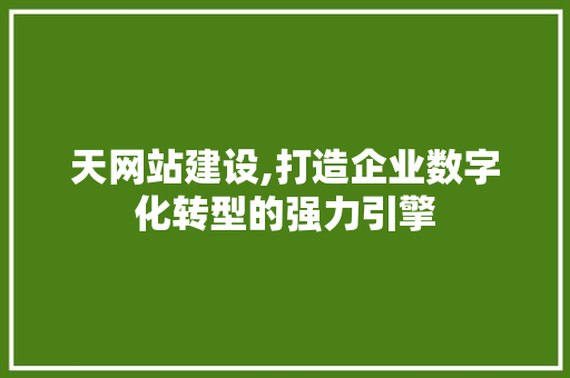 天网站建设,打造企业数字化转型的强力引擎 农业常识