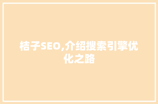 桔子SEO,介绍搜索引擎优化之路