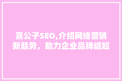 熹公子SEO,介绍网络营销新趋势，助力企业品牌崛起