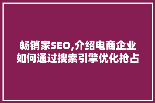 畅销家SEO,介绍电商企业如何通过搜索引擎优化抢占市场先机