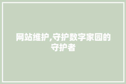网站维护,守护数字家园的守护者