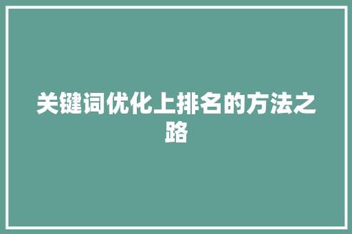 关键词优化上排名的方法之路