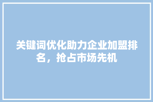 关键词优化助力企业加盟排名，抢占市场先机