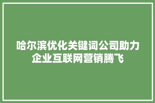 哈尔滨优化关键词公司助力企业互联网营销腾飞