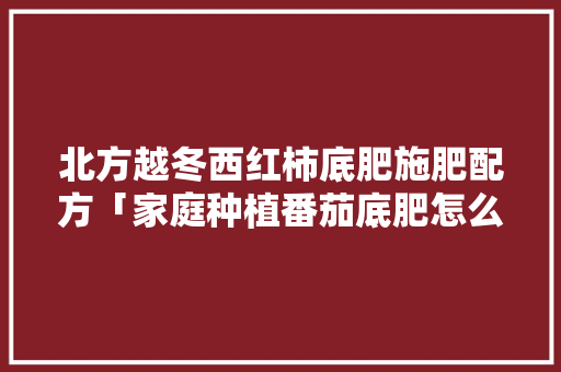 北方越冬西红柿底肥施肥配方「家庭种植番茄底肥怎么施肥」