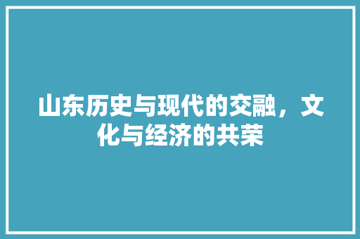山东历史与现代的交融，文化与经济的共荣