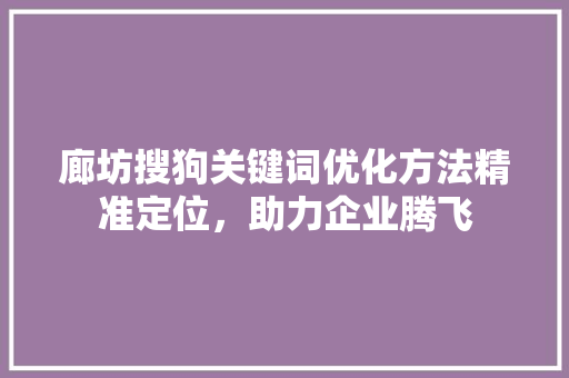 廊坊搜狗关键词优化方法精准定位，助力企业腾飞