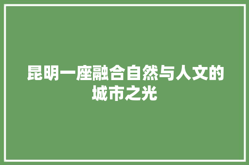 昆明一座融合自然与人文的城市之光