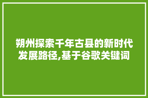 朔州探索千年古县的新时代发展路径,基于谷歌关键词优化的视角