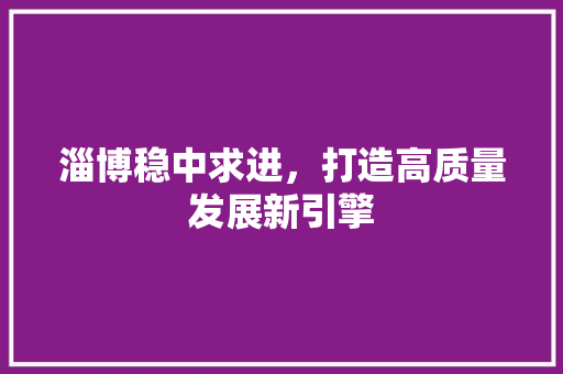 淄博稳中求进，打造高质量发展新引擎