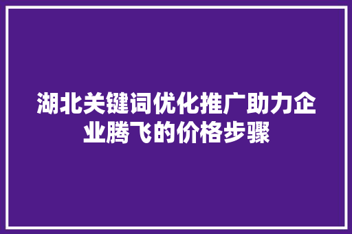 湖北关键词优化推广助力企业腾飞的价格步骤