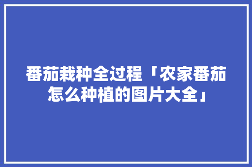 番茄栽种全过程「农家番茄怎么种植的图片大全」 番茄栽种全过程「农家番茄怎么种植的图片大全」 番茄病虫害防治