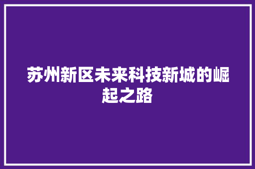 苏州新区未来科技新城的崛起之路