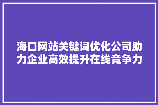 海口网站关键词优化公司助力企业高效提升在线竞争力