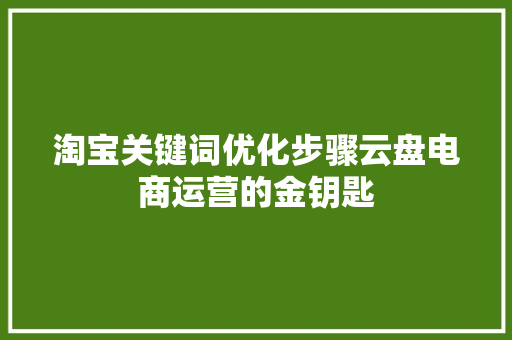 淘宝关键词优化步骤云盘电商运营的金钥匙