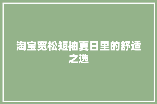 淘宝宽松短袖夏日里的舒适之选